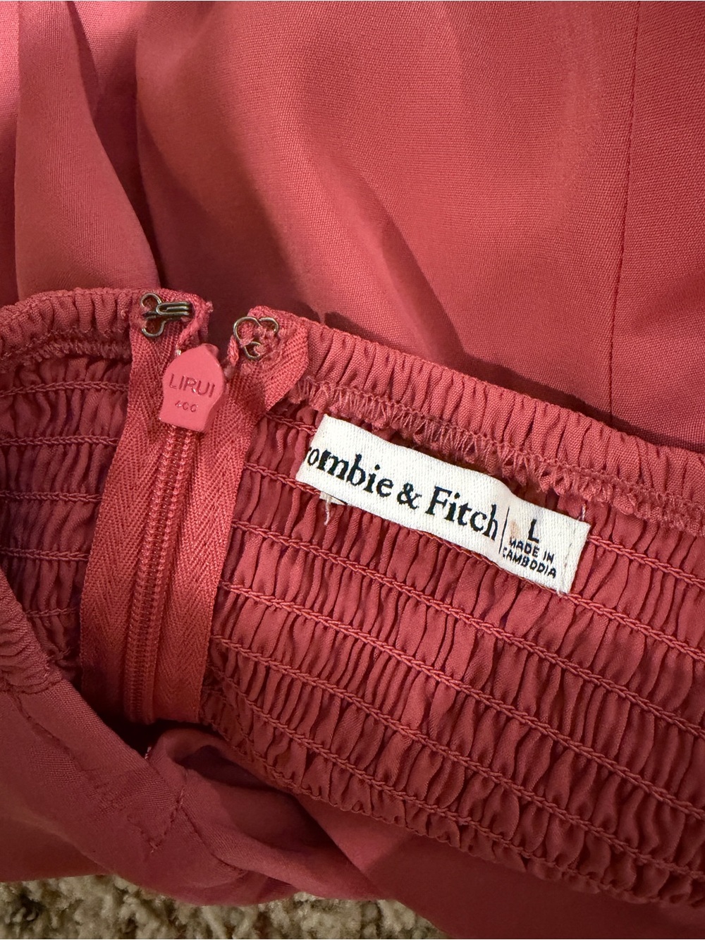 Abercrombie & Fitch Long Sleeve Sweetheart Neck Mini Dress Coral Pink Size Large - Picture 4 of 10